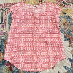 Joie Pink and White Patterned button up silk Blouse size small